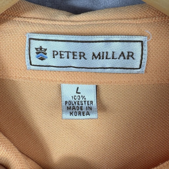 Anaheim Ducks Peter Millar Polo Shirt Men's L Orange Cream Performance NHL - Picture 3 of 8